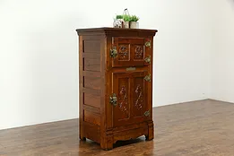 Victorian Antique Farmhouse Oak Pantry Icebox Bar Cabinet, Belding's  #35382