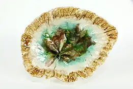 Victorian Majolica Begonia Antique 8" Leaf Plate, Chips #35431