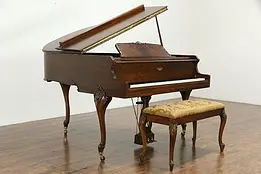 Carved Walnut  54" Vintage Baby Grand Piano & Bench 1937 Gulbranson #33586
