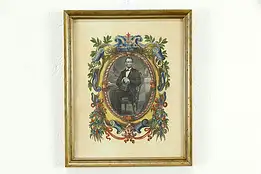 Portrait of Pres. Abraham Lincoln, Antique Hand Colored Engraving 14"  #33594