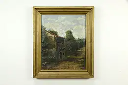 Old Stone House in St. Louis Original Antique Oil Painting, J Martin 45" #33603