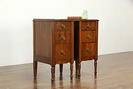 Pair of Antique Walnut Nightstands, Banderob Oshkosh #34178