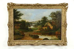 Farm at Aylsbury Antique English Original Oil Painting, Charles Morris #34430