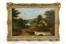 Farm at Aylsbury Antique English Original Oil Painting, Charles Morris #34430