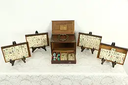 Mah Jong or Jongg Chinese Game Set & Case, Carved Bone, 1923 Pat. #34796