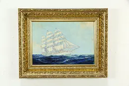 Clipper Ship Original Oil Painting, Fredrick Leo Hunter 1920 29 1/2"   #35093