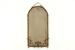 Arched Antique Wrought Iron Beveled Mirror, Birds & Flowers #35211