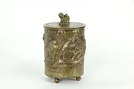 Monkey Design Antique Hand Hammered Brass Cigar Humidor Cannister #35680