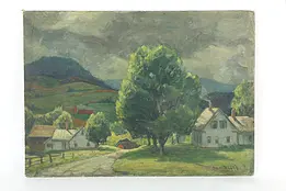 Arvey's Mountain VT Original Antique Oil Painting Signed Grif Teller, 14" #33620