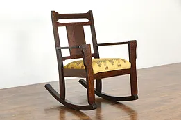 Arts & Crafts Mission Oak Antique Rocker Craftsman Rocking Chair #35654
