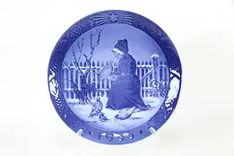 Royal Copenhagen Christmas Plate, Woman Feeding Pigeons, 1955 #35976