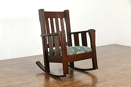 Arts & Crafts Mission Oak Antique Rocker Craftsman Rocking Chair #35140