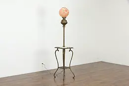 Victorian Antique Piano or Organ Oil Lamp, Glass Globe, Electrified, B&H #35319