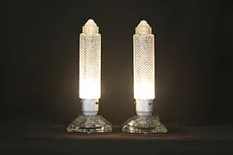 Pair of Art Deco 1930 Vintage Glass Model Skyscraper Lamps #35549