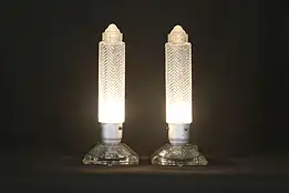 Pair of Art Deco 1930 Vintage Glass Model Skyscraper Lamps #35549