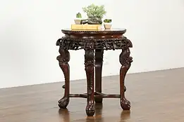 Chinese Antique Rosewood & Marble Plant Stand or Sculpture Pedestal #35627