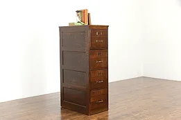 Oak 1915 Antique Library or Office 4 Drawer File Cabinet, Signed Wabash  #36295