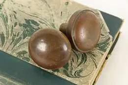 Victorian Antique Pair of Similar Patinated Brass Door Knobs #36361