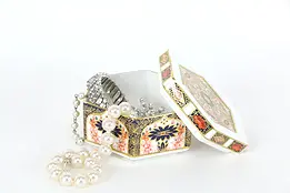 Old Imari Hexagonal Jewelry Boudoir Box, English Royal Crown Derby #36547
