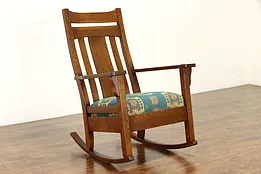 Arts & Crafts Mission Oak Antique Rocker Craftsman Rocking Chair #35138
