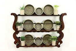 Victorian Antique Carved Oak Farmhouse Hanging Wall Plate Rack #35792