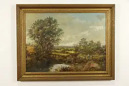 Country Lane & Stream Original Vintage 36" Oil Painting, Frank Falk #35840