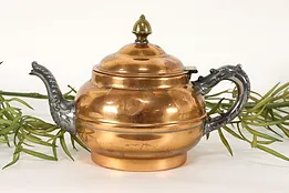 Antique Copper Tea Kettle, Pewter & Brass Mounts, Rochester #36615