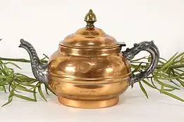 Antique Copper Tea Kettle, Pewter & Brass Mounts, Rochester #36615