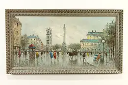 Place Vendome Paris Original Vintage Oil Painting Antonio Devity 54" #36481