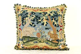 Needlepoint & Pettipoint Hand Stitched Pillow, Elephant & Ram #36657