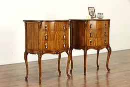 Pair of Satinwood Antique Carved Nightstands or End Tables #36736