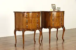 Pair of Satinwood Antique Carved Nightstands or End Tables #36736