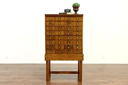 Oak Antique 32 Drawer Collector, Crafts, or Parts File, Warren Chicago #36948