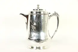 Victorian Antique 1880 Engraved Silverplate Insulated Water Pitcher #36681