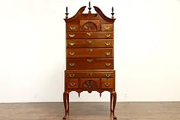 Georgian Design Vintage Cherry Tall Chest on Chest or Highboy Dresser #34984