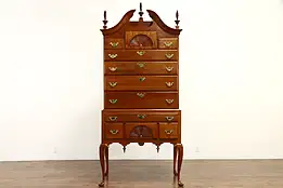 Georgian Design Vintage Cherry Tall Chest on Chest or Highboy Dresser #34984