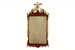 Georgian Federal Design Vintage Mahogany Mirror, Gold Eagle #37076