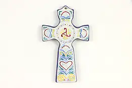 Henriot Quimper Signed Hanging Cross, Hand Painted Brittany, France #36648