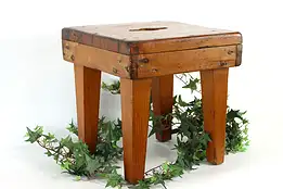 Country Pine Rustic Farmhouse Antique Footstool #36986