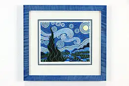 Serigraph After Van Gogh Starry Night, Custom Frame Bruce Bodden 17" #37251