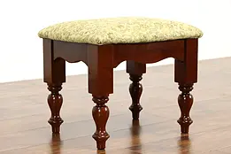 Cherry Traditional Antique Footstool, Newly Upholstered #37443