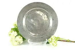 English Georgian Antique Pewter 1750 Plate, 9.25" #37474