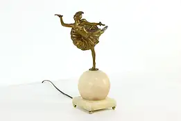 Art Deco Dancer Sculpture Vintage Alabaster Globe Lamp #37372