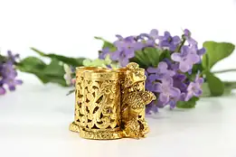 Gold Plated Filigree Poodle Vintage Lipstick Holder, Style Built NY #37519