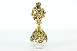 Gold Plated Filigree & Glass Vintage Perfume Bottle  #37520