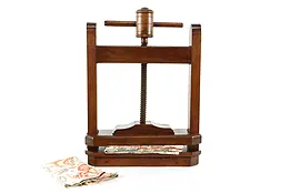 Victorian Antique English Mahogany Napkin Press, Wooden Screw #37535