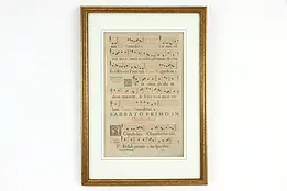 Musical Manuscript Antique 1700's Latin, Double Side Custom Frame 21" #37664