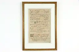 Musical Manuscript Antique 1700's Latin, Double Side Custom Frame 21" #37664