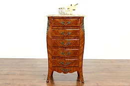 Louis XV Design Antique French Lingerie Chest or Nightstand, Marble Top #35823