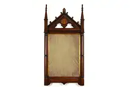 Victorian Gothic Antique Carved Walnut 66" Tall Wall Mirror #37672